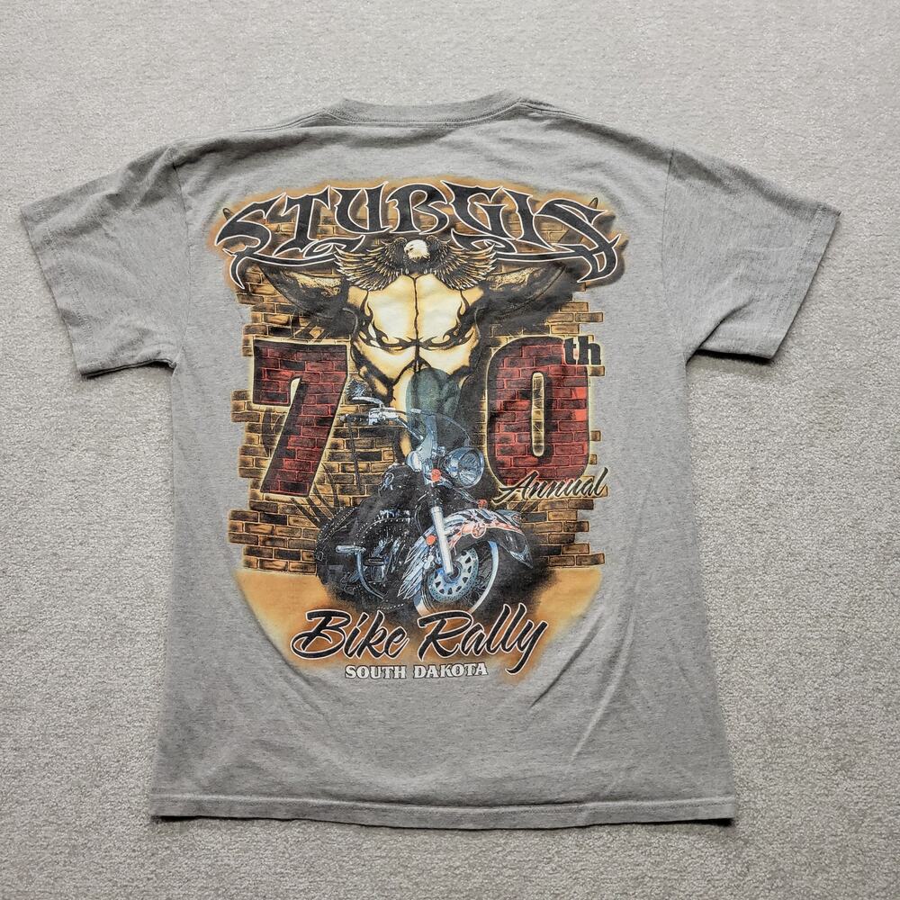 Sturgis 70th Annual Bike Rally T Shirt Mens M South Dakota Biker Skull Eagle Y2K